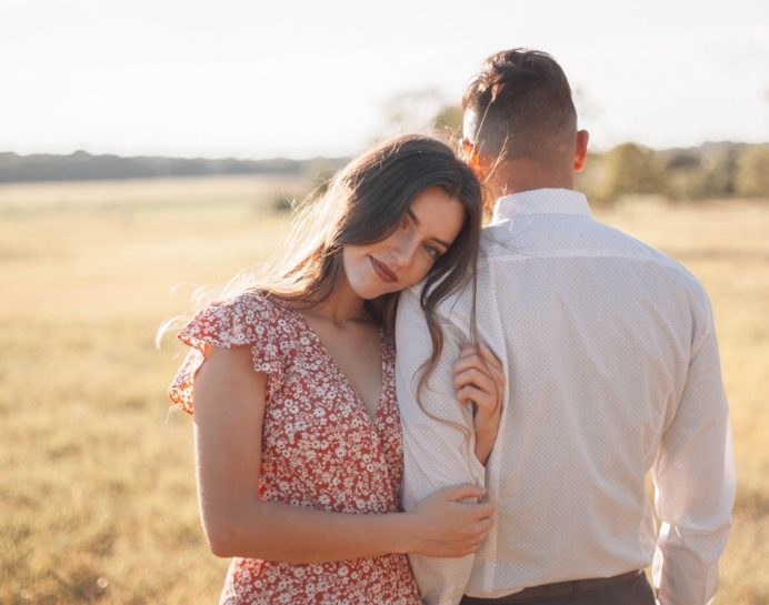 couple in field engagement photography philadelphia